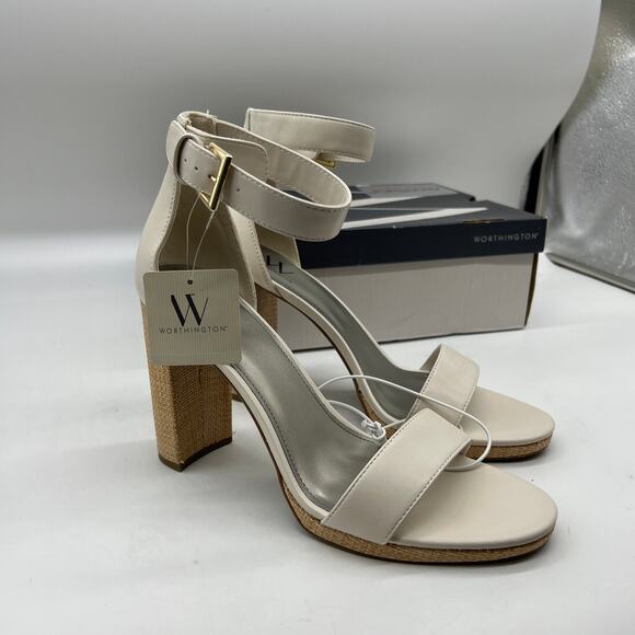 Worthington Shoes - Worthington Womens Lynch Heeled Sandals Ivory Size 11M